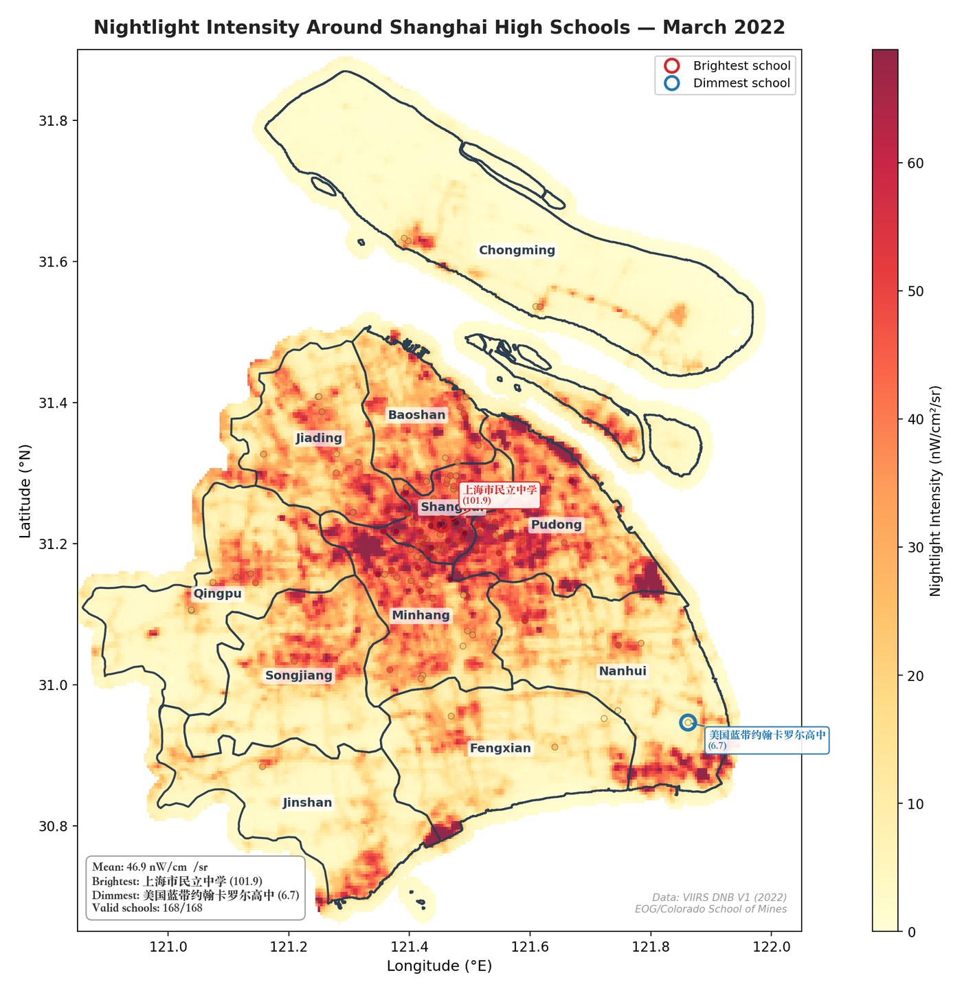 Shanghai nighttime light map, March 2022.